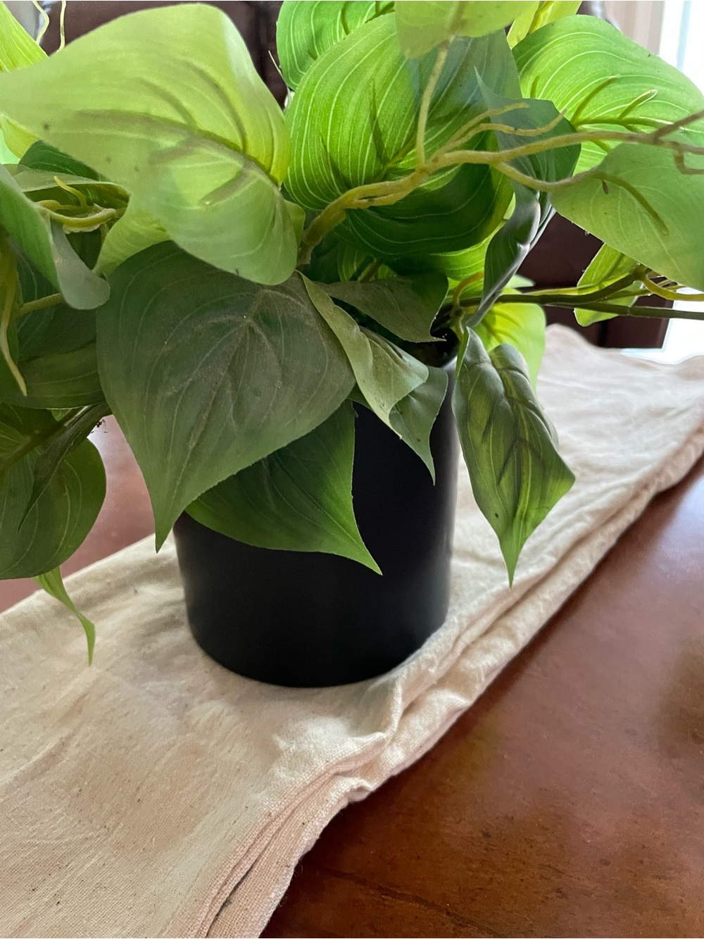 Lifelike Green Faux Plant in Matte Black Planter